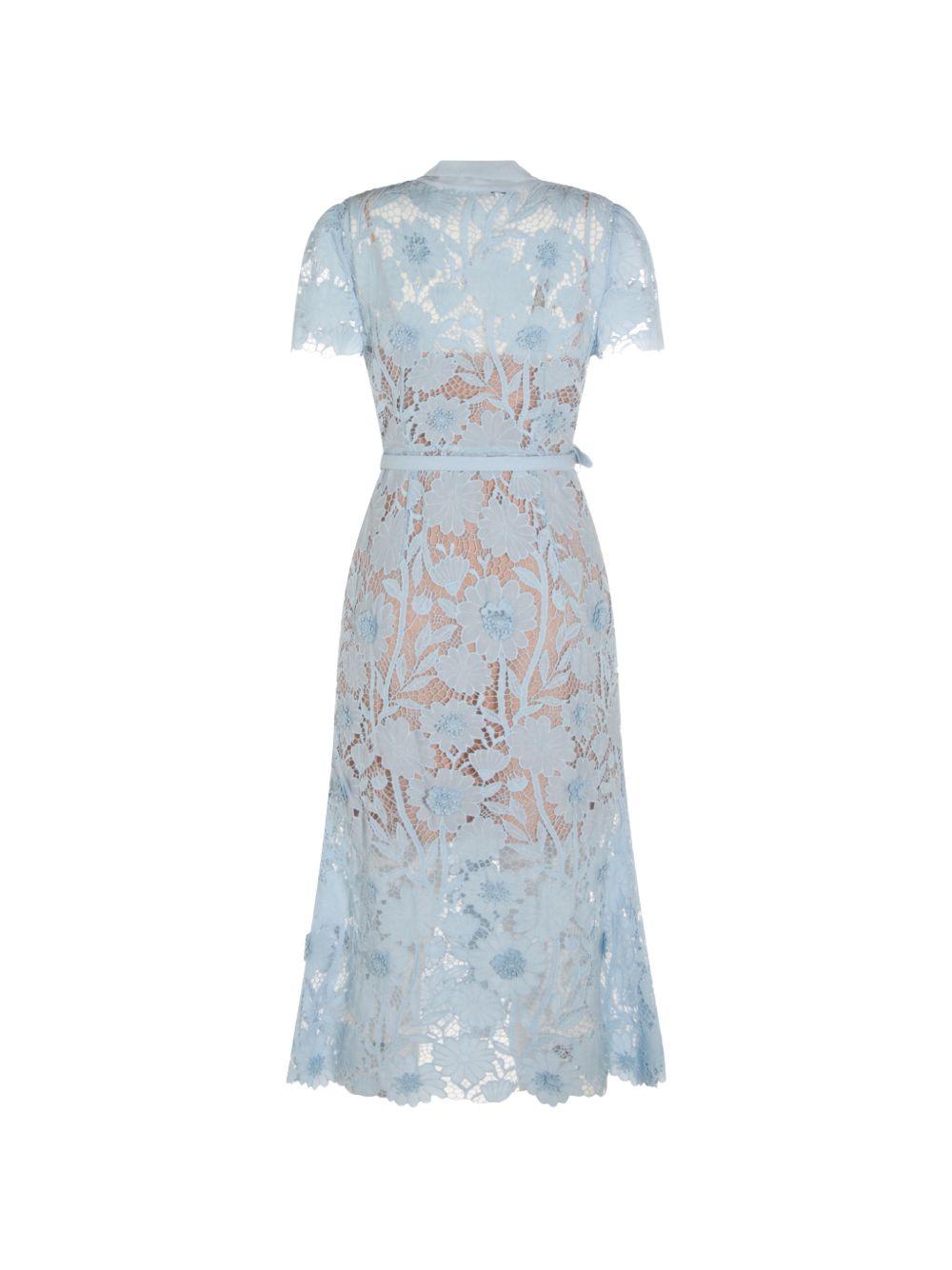 Abito midi blu in pizzo con fiocco al collo PF26111MBL BLUE SELF-PORTRAIT