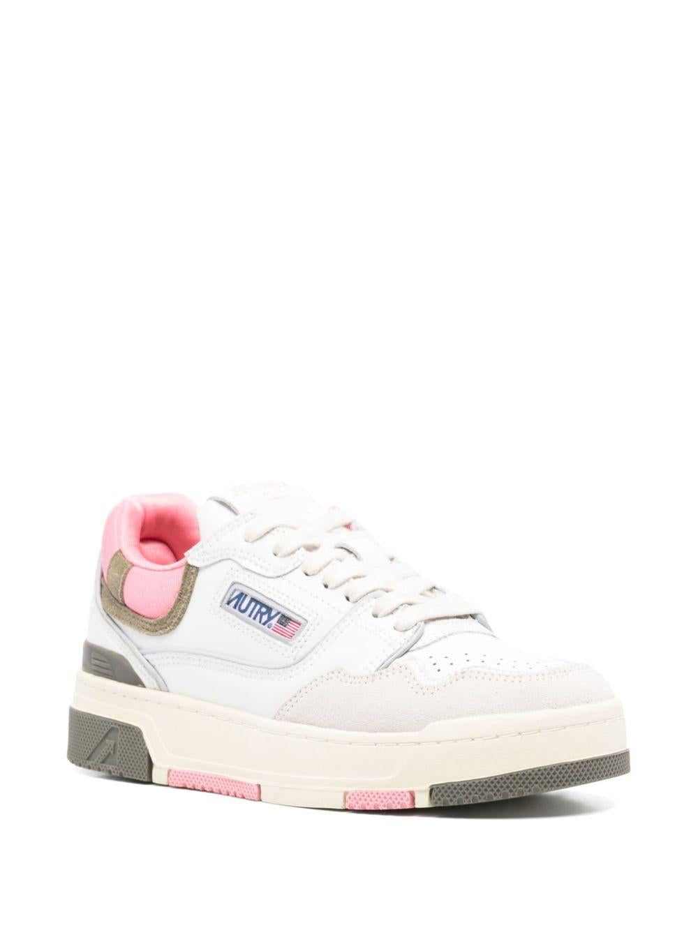 CLC Low Sneakers in Pelle e Suede Colore Bianco e Geranium ROLWMC03 WHITE GERANIUM AUTRY