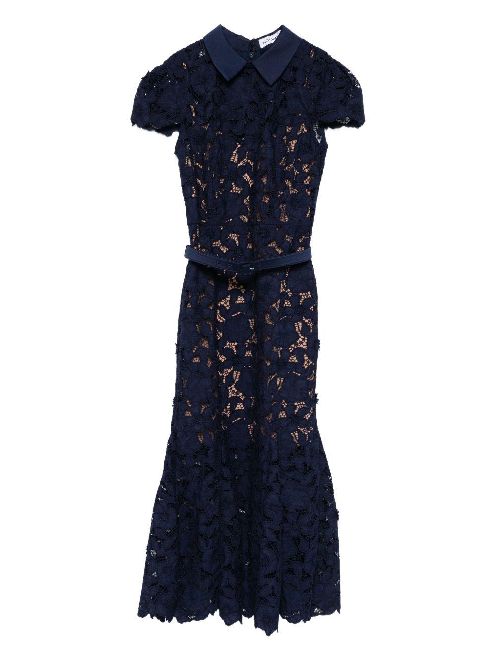 Abito Midi In Pizzo RS26171MN NAVY SELF-PORTRAIT