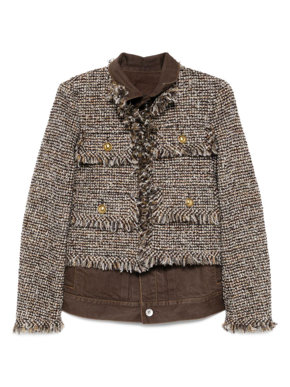 Tweed Denim Jacket 2508045 601 BROWN SACAI