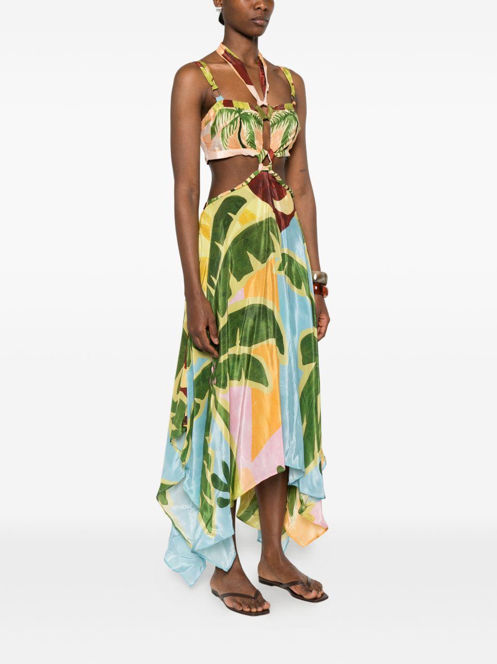 Multicolor Tropical Painting Cut-Out Buckles Maxi Dress 349023 26098 TROPICAL FARM RIO