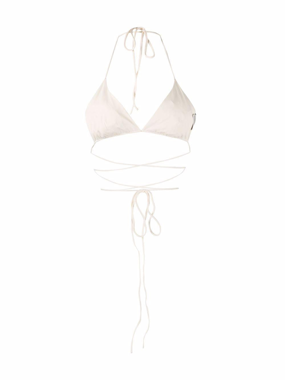 Floral Strappy Triangle Bikini Top 821321 CREAM MAGDA BUTRYM