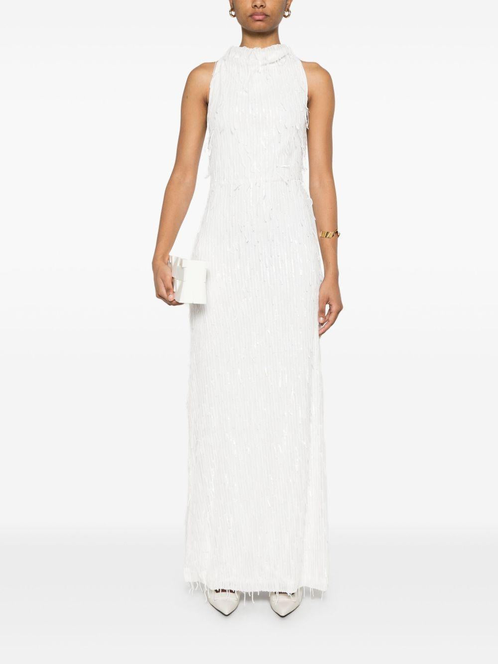 Abito lungo con scollo all'americana 113910857 857 EGRET ROTATE