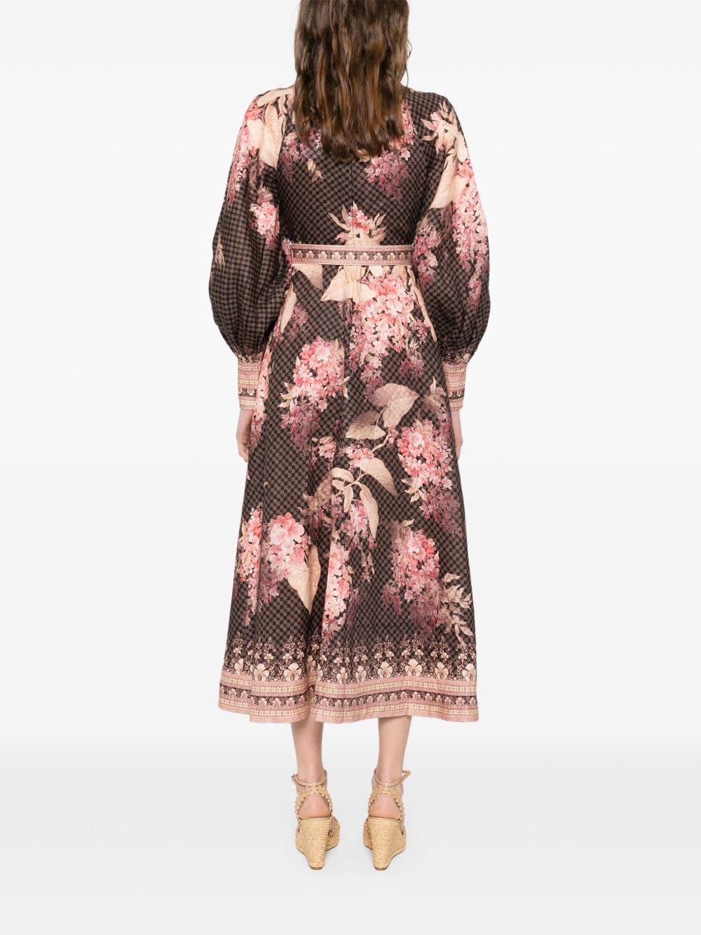 Abito in lino 3969DS251 BLACK FLORAL ZIMMERMANN