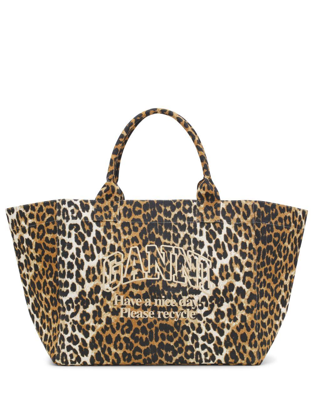 Shopper XXL Print A5822 943 LEOPARD GANNI