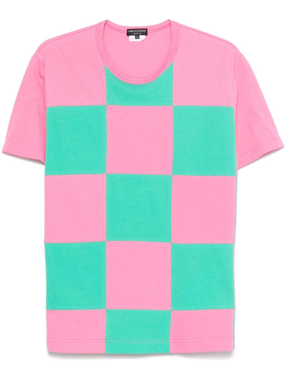Plaid t-shirt<BR/> POT003 1 PINK GREEN COMME DES GARCONS HOMME PLUS