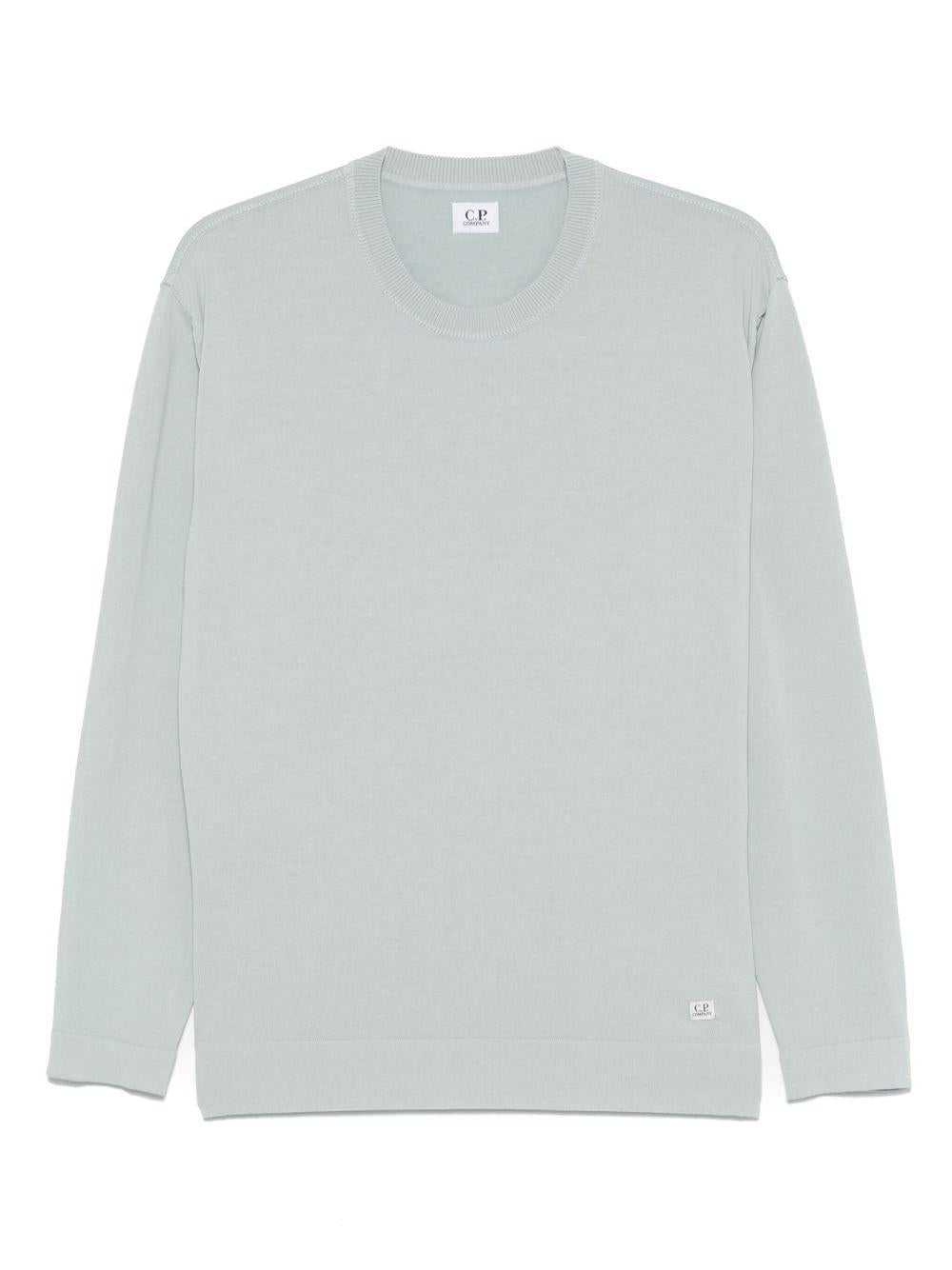 Cotton Crepe Crewneck Lens Knit 18CMKN089A006323O 800 BLUE FOX CP COMPANY