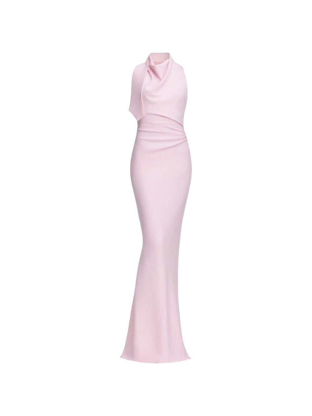 Pink Crepe Halter Neck Maxi Dress SS26255XP PINK SELF-PORTRAIT
