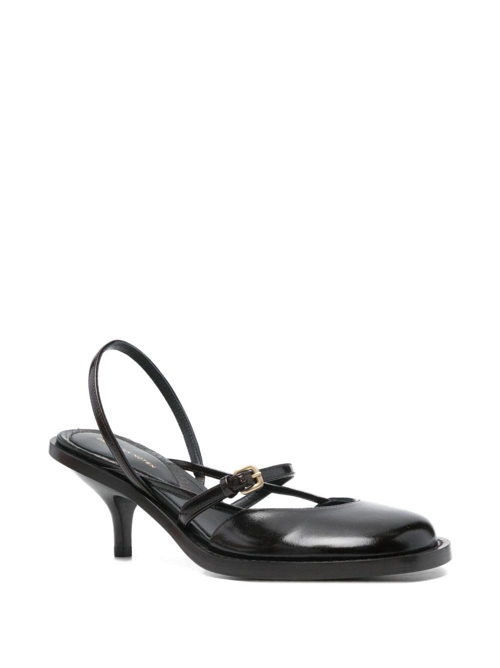 Leather Slingback Pumps WS25265 704 DARK BROWN DRIES VAN NOTEN