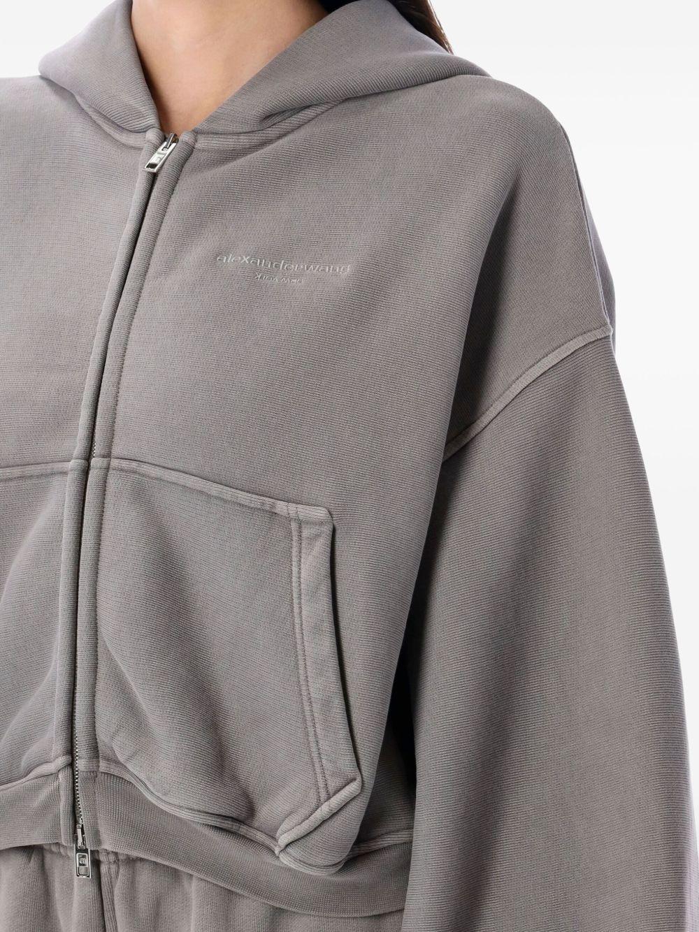 Felpa Oversize Corta con Cappuccio 1CC3251057 064A WASHED CEMENT ALEXANDER WANG