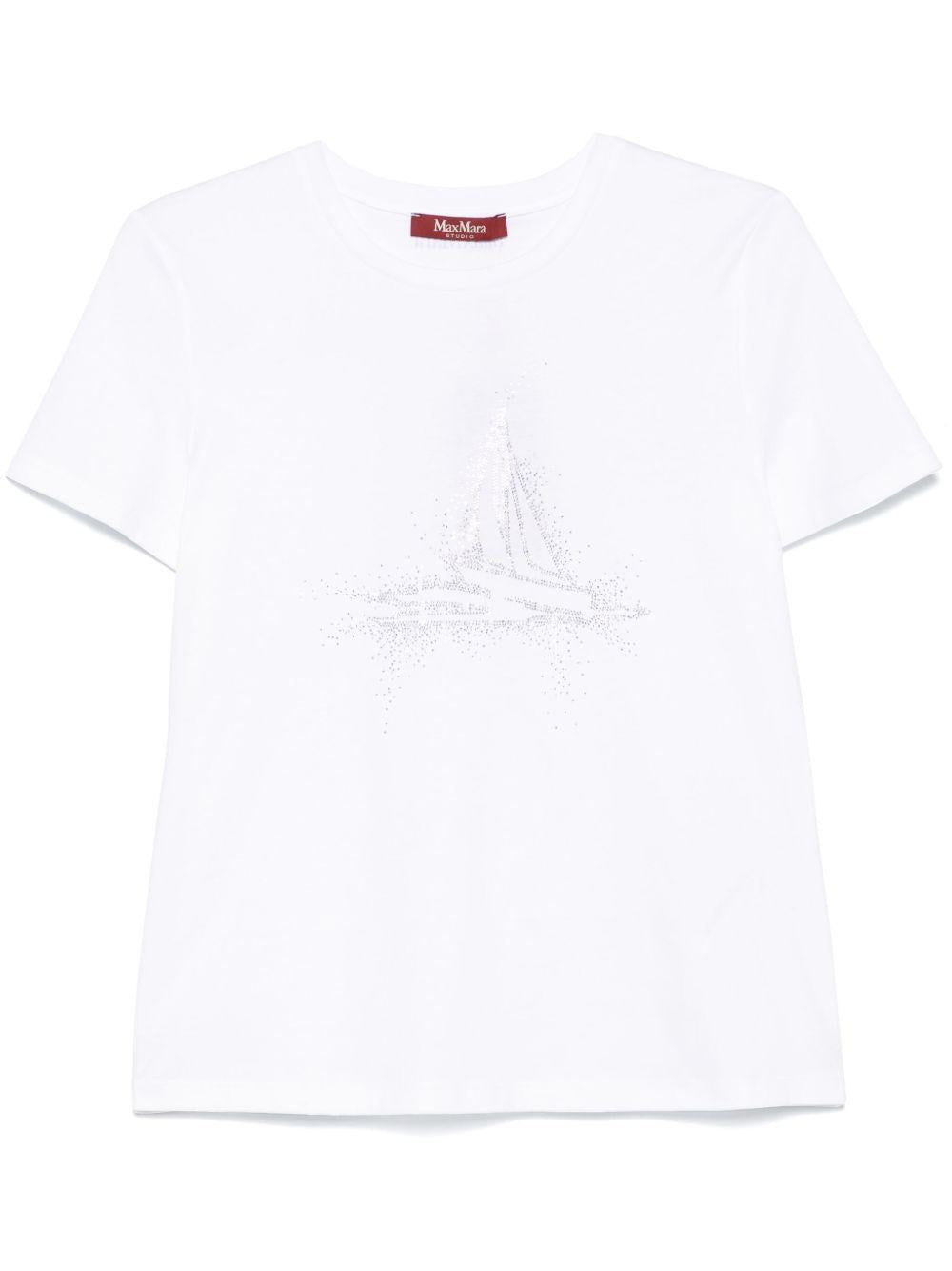 T-shirt Laghi LAGHIMM13098 005 BIANCO RICAMO MAX MARA STUDIO