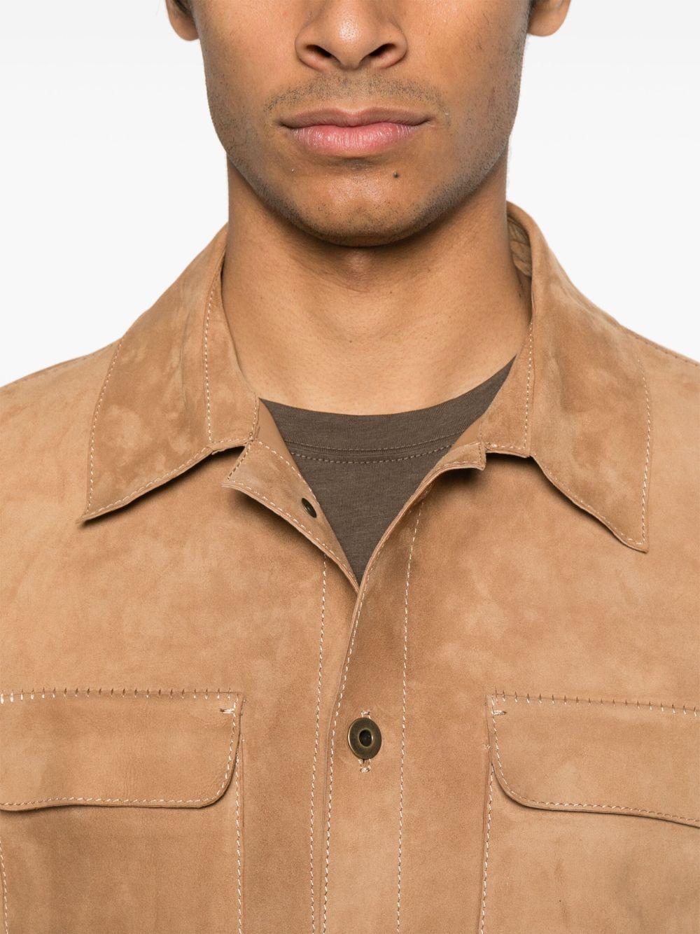 Giacca-camicia in pelle scamosciata 48573U ARGILLA SALVATORE SANTORO