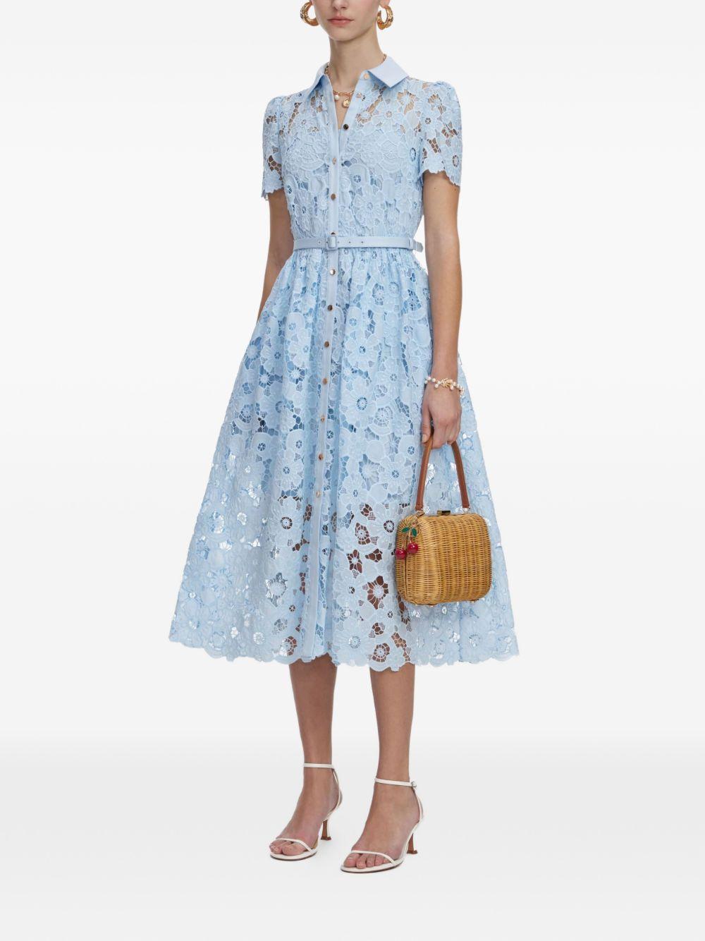 Abito Midi in Pizzo Floreale con Colletto AC26024MBL BLUE SELF-PORTRAIT
