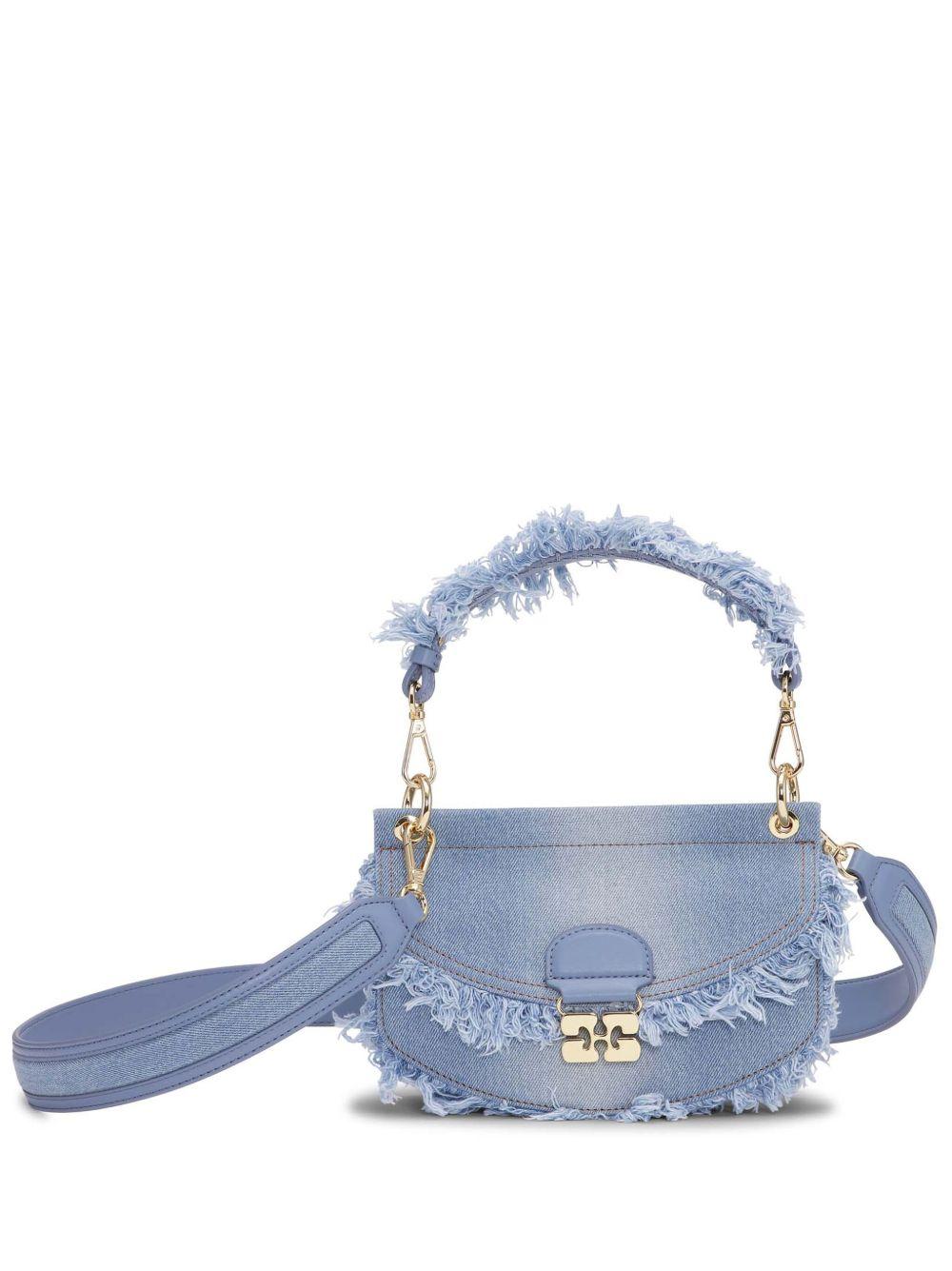 Light Blue Denim Mini Top Handle Apo-G Bag A6520 928 FADED DENIM GANNI