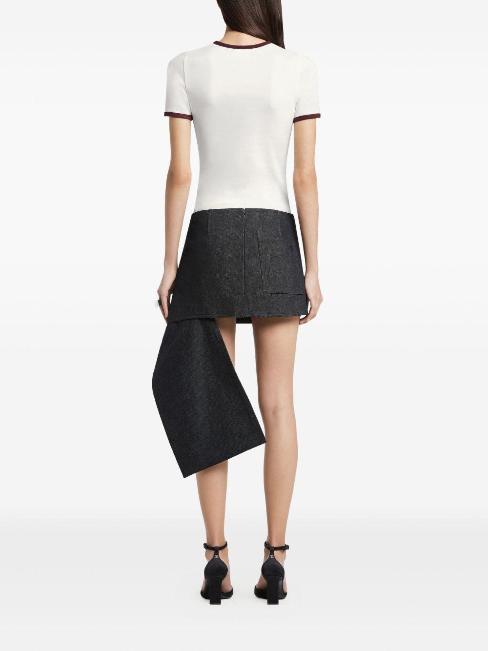 Signature Contrast T-shirt 125JTS017JS0203 B211 WHITE BURGUNDY COURREGES