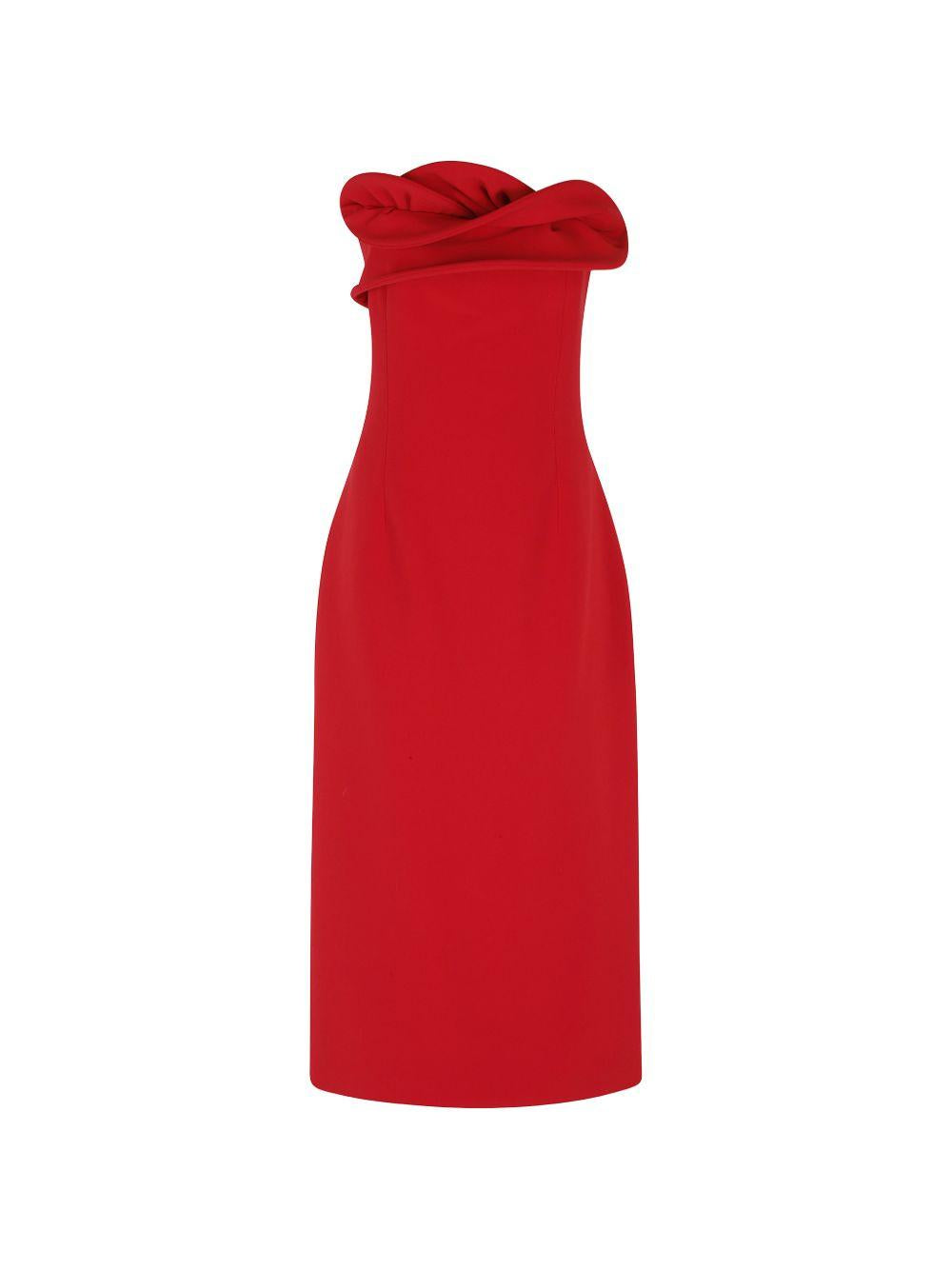 Wool Corset Dress with Sculptural Neckline 365426 RED MAGDA BUTRYM