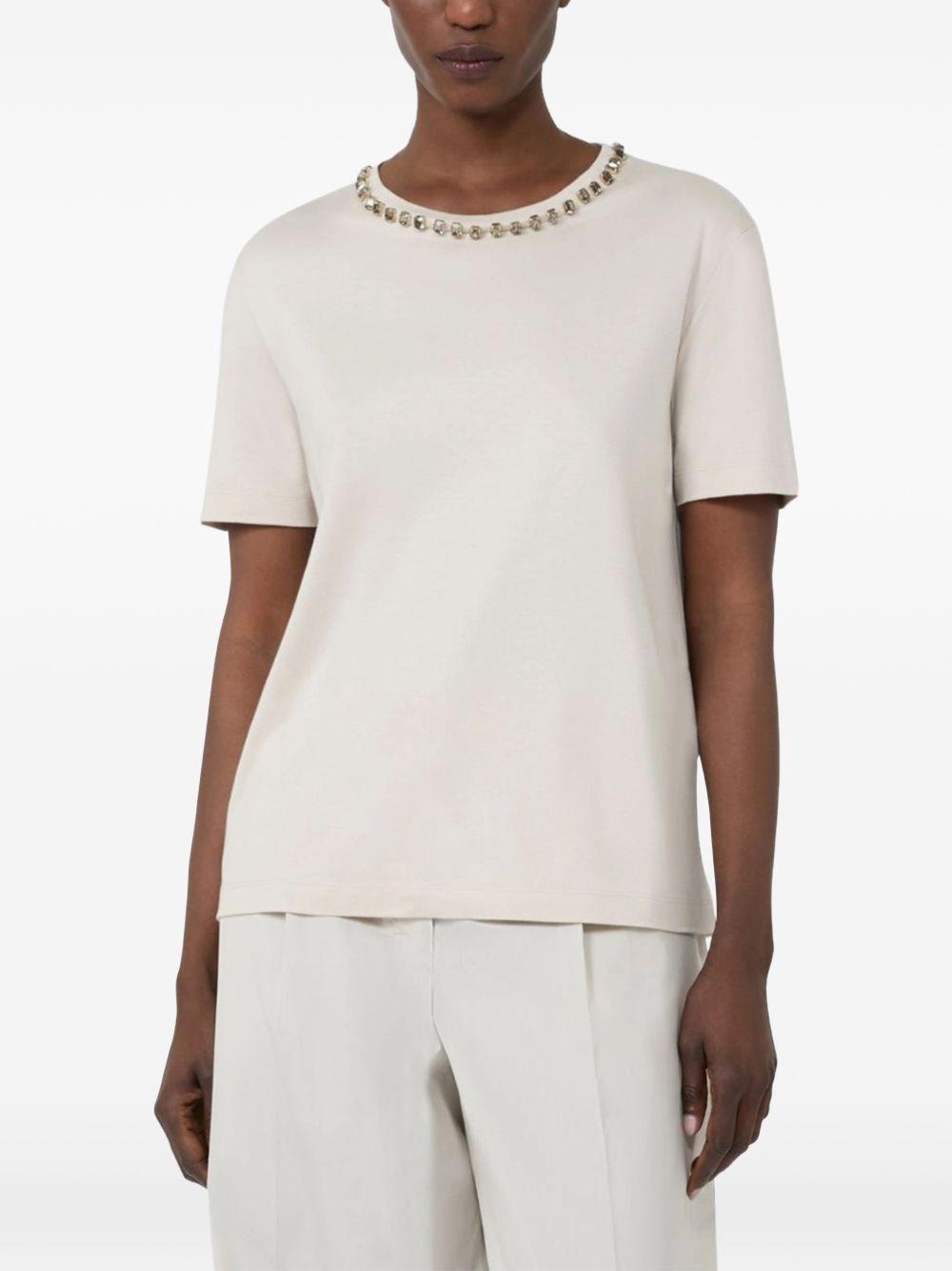 T-Shirt In Cotone Modal SMMBINGO 001 CORDA CHIARO S MAX MARA