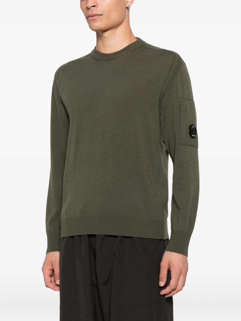 Extrafine Merino Wool Crewneck Sweater 19CMKN037A005528A 683 IVY GREEN CP COMPANY