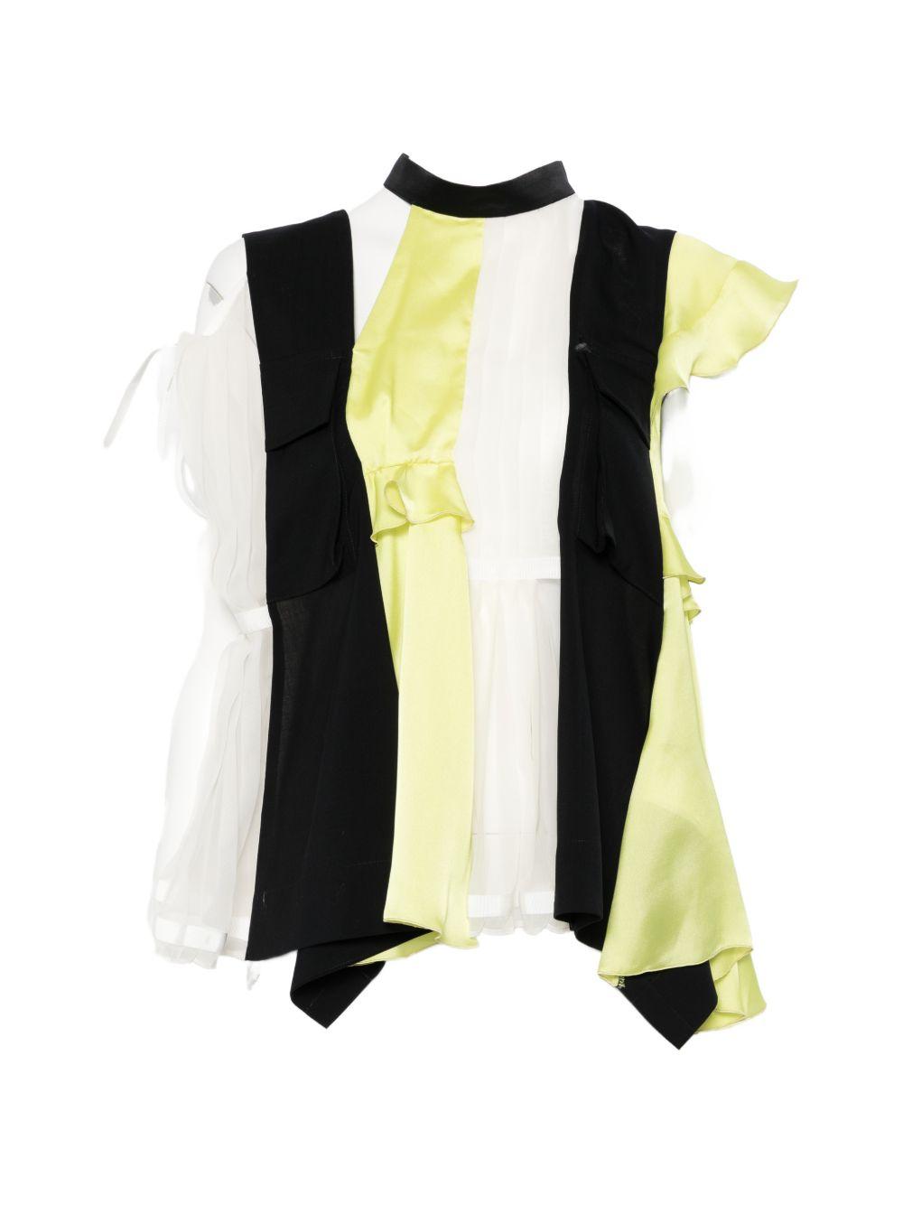Paneled Blouse 2608517 224 NAVY YELLOW SACAI
