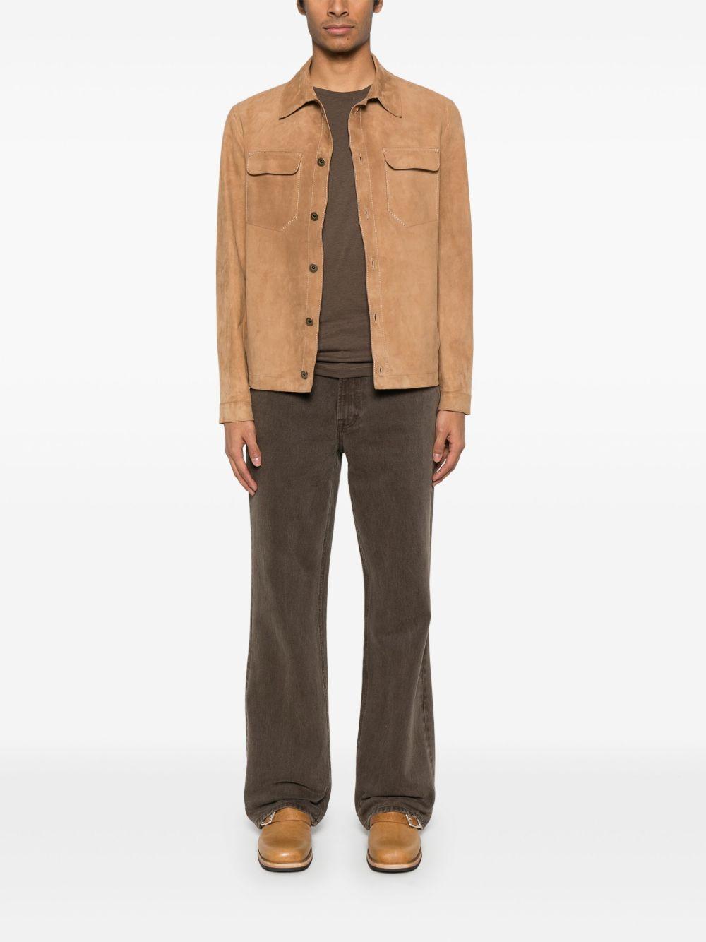 Giacca-camicia in pelle scamosciata 48573U ARGILLA SALVATORE SANTORO