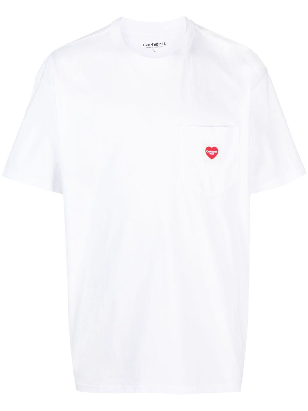 T-Shirt S/S Pocket Heart I032128 1WZXX WHITE RED CARHARTT WIP