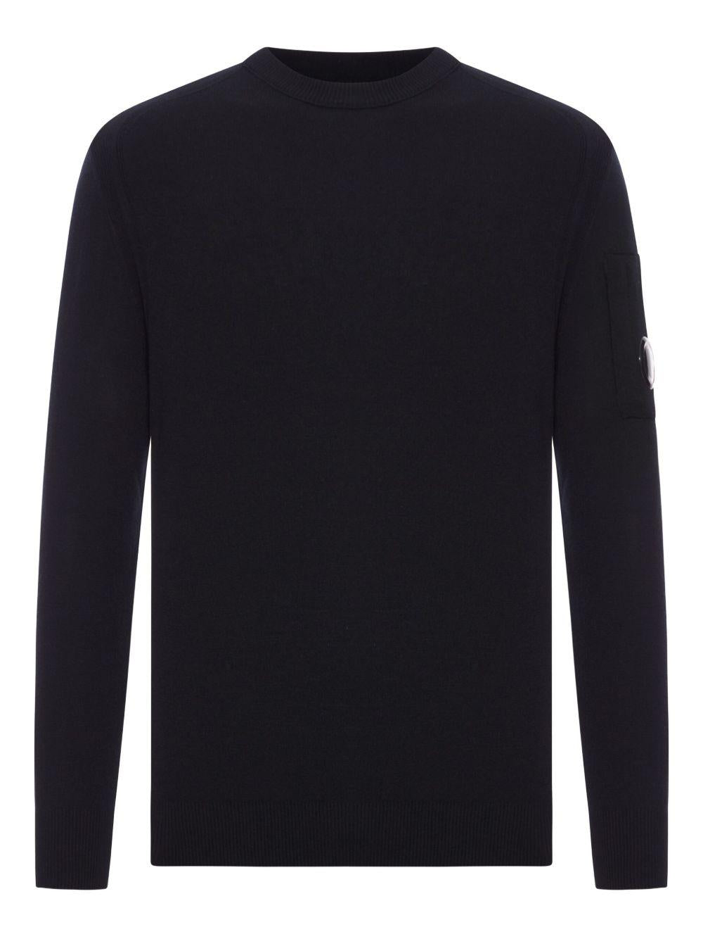 Extrafine Merino Wool Crewneck Sweater 19CMKN037A005528A 999 BLACK CP COMPANY