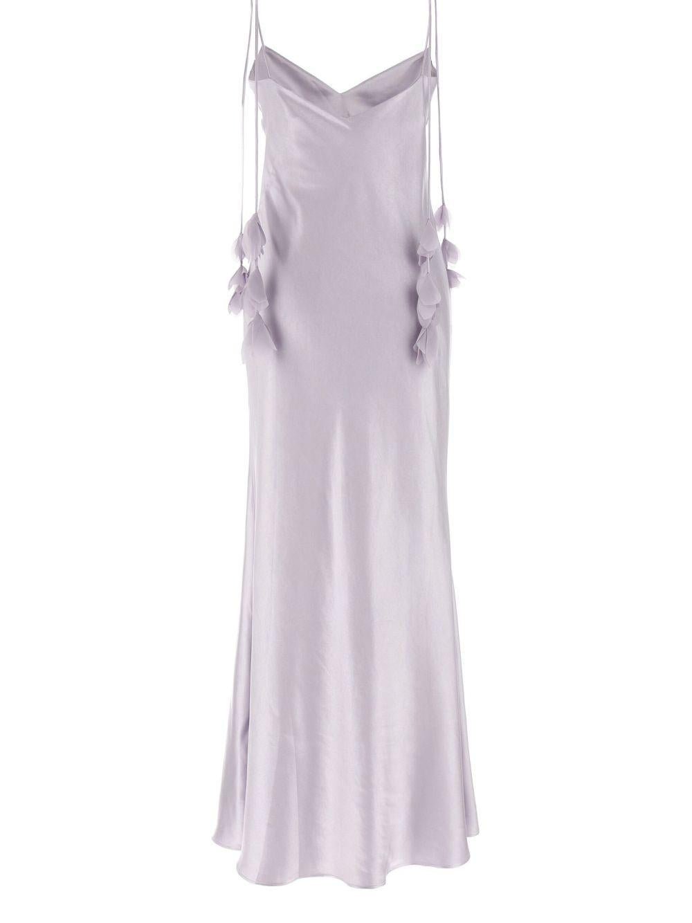 Floral-appliqué satin dress SS25252XL LILAC SELF-PORTRAIT