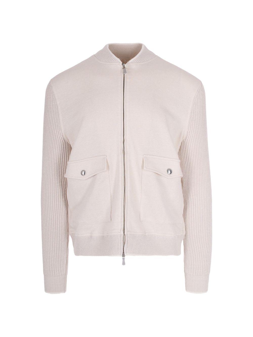 Giubbino Full Zip Collo Bomber M75GBTM32TES0M200 0201 SABBIA BIANCO ELEVENTY