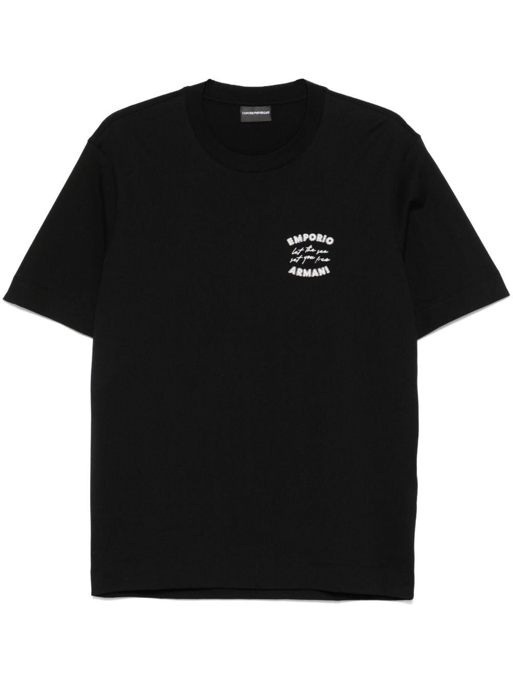 T-shirt con logo ricamato<BR/><BR/> EM000827AF12926 UC001 EMPORIO ARMANI