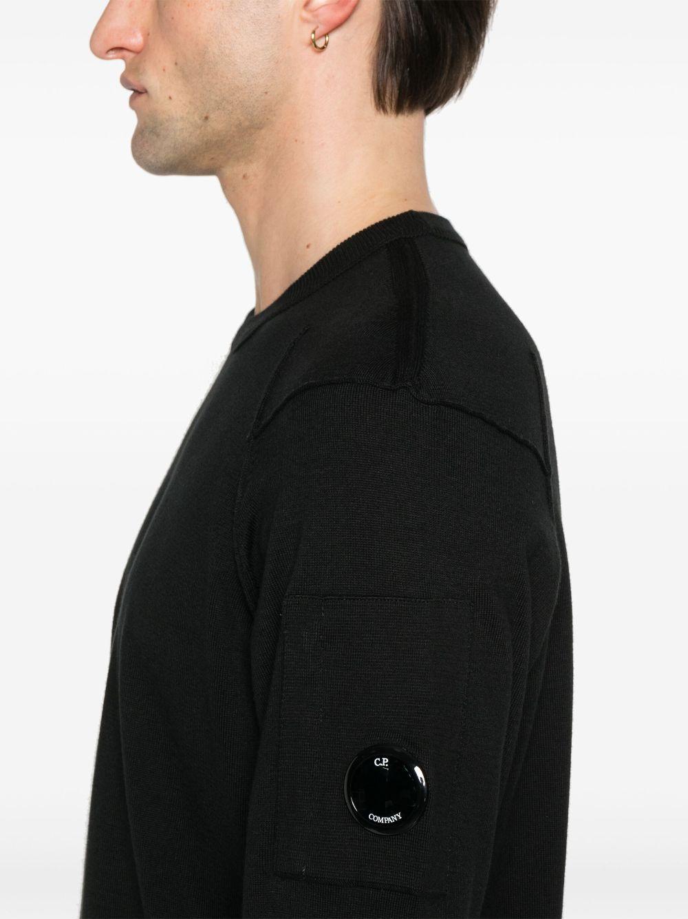 Sea Island Crewneck Lens Knit 18CMKN026A004037A 999 BLACK CP COMPANY