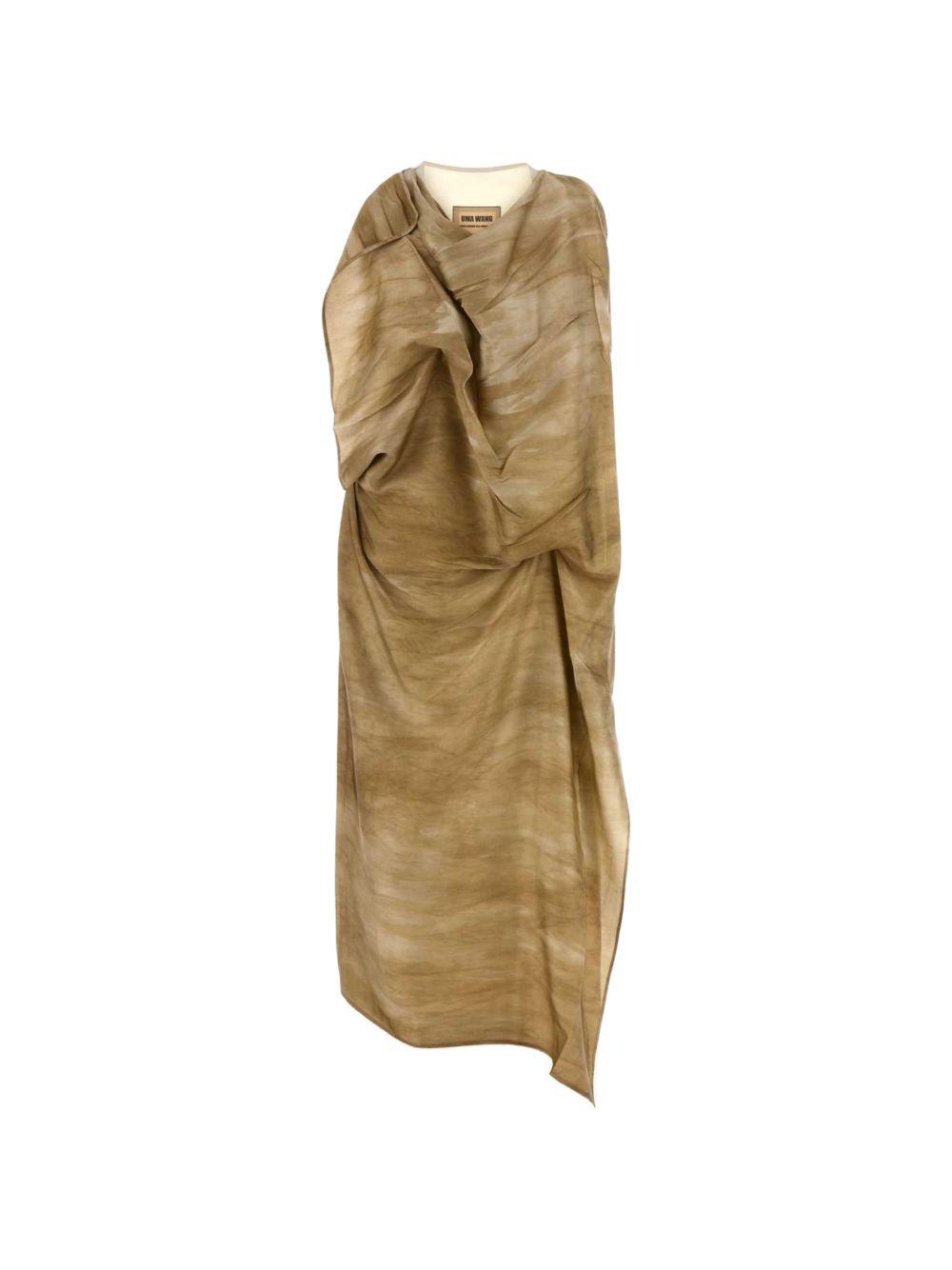 Abito stampato drappeggiato Alex UW5070 UW101 OFF WHITE UMA WANG