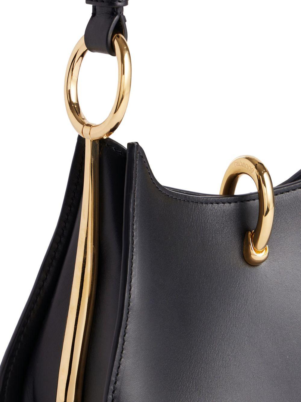 Small Ring Leather Bag 25HSS0550CLF261 M027 BLACK GOLD RABANNE