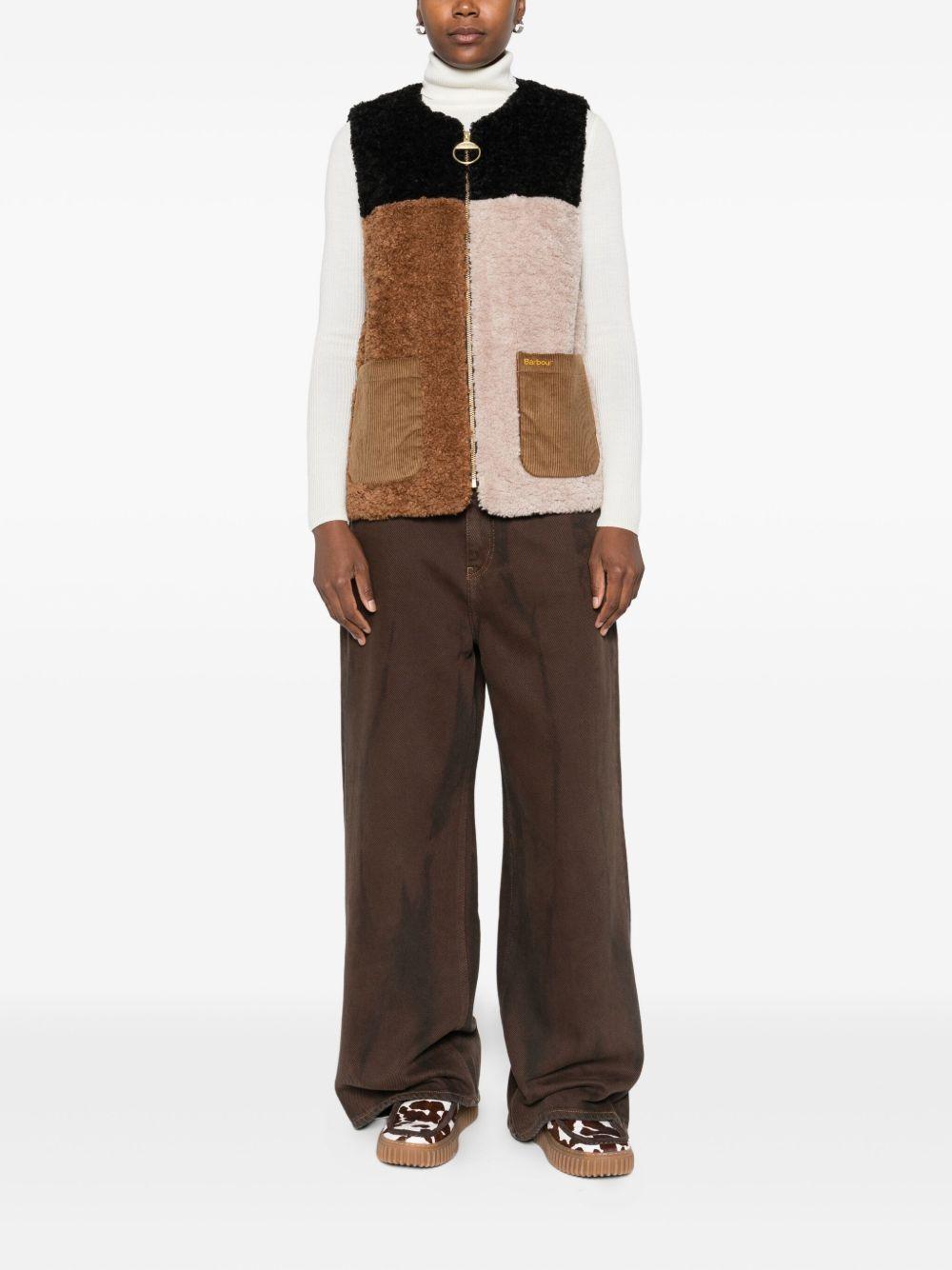 Gilet in Pile Cathy Barbour LLI0020LLI ST31 NATURAL CAMEL BLACK BARBOUR