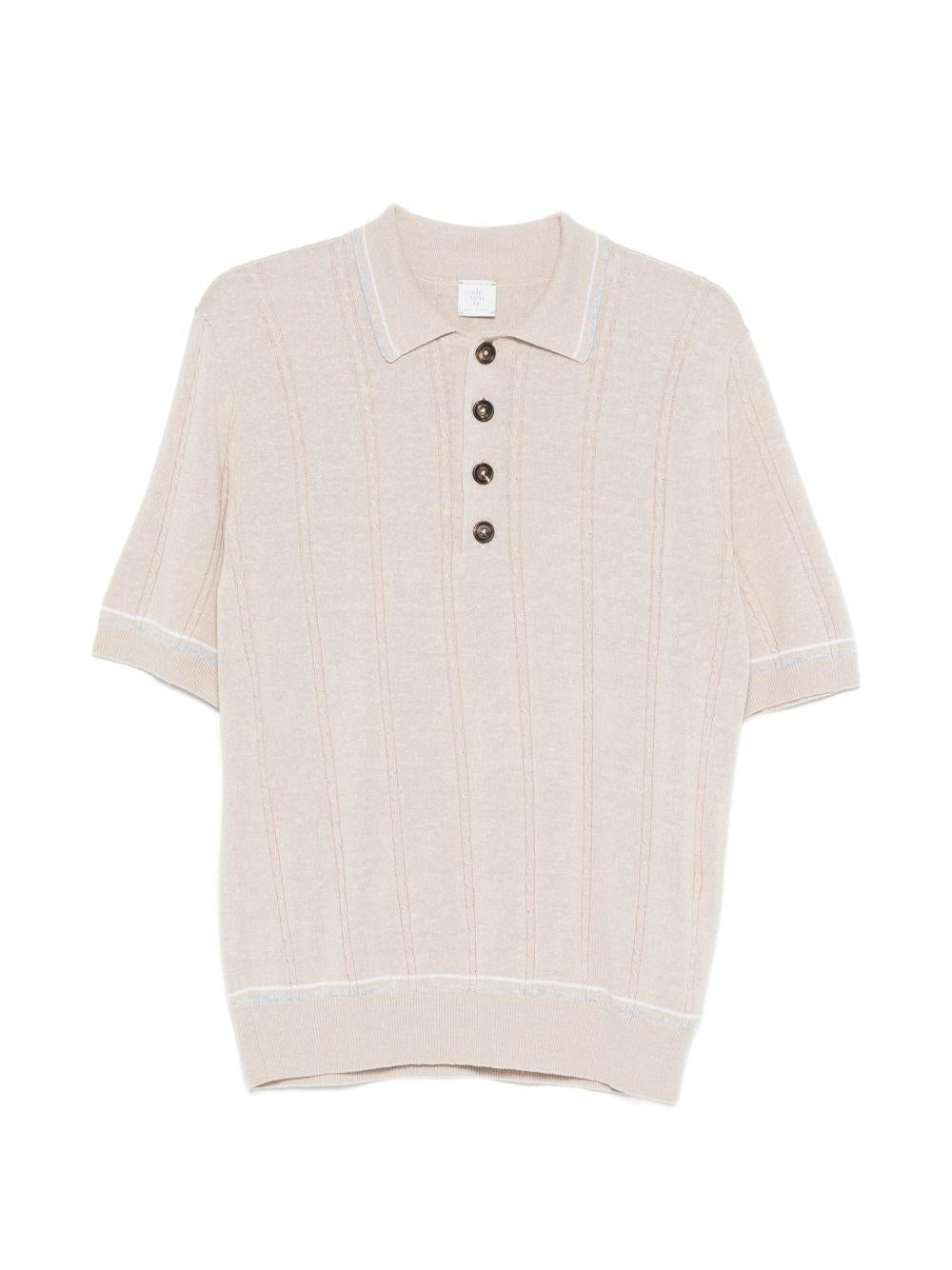 Maglia girocollo in lino e cotone M76MAGM42MAG0M018 011302 BIANCO GRIGIO SABBIA ELEVENTY