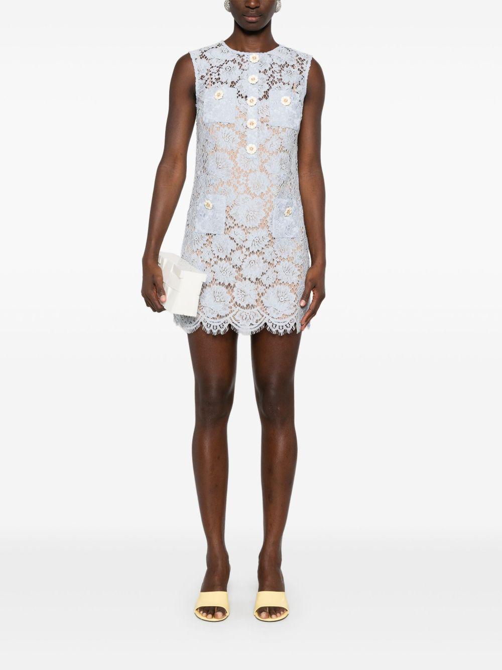 Fine-lace mini dress SS25044SBL BLUE SELF-PORTRAIT