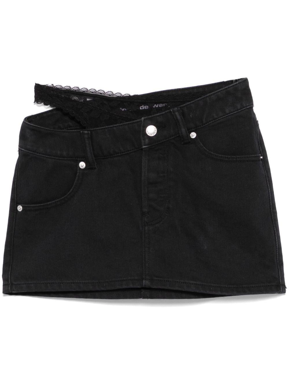 Mini-skirt in denim con dettagli in pizzo 4DC1255615 011 WASHED BLACK ALEXANDER WANG