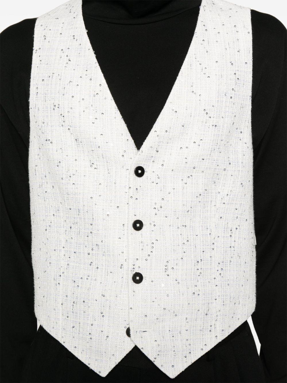 Gilet N°12 Intrecciato Paillettes Bianco SS25N12A INTRECCIATO PAILETTES BIANCO SAPIO