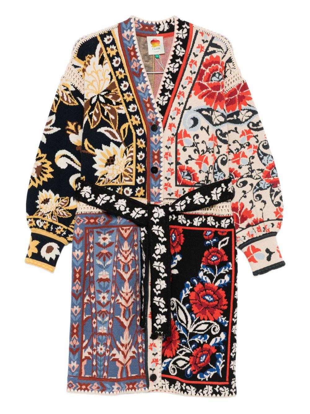 Cardigan midi patchwork a fiori 340241 25040 FLOWER PRINT FARM RIO