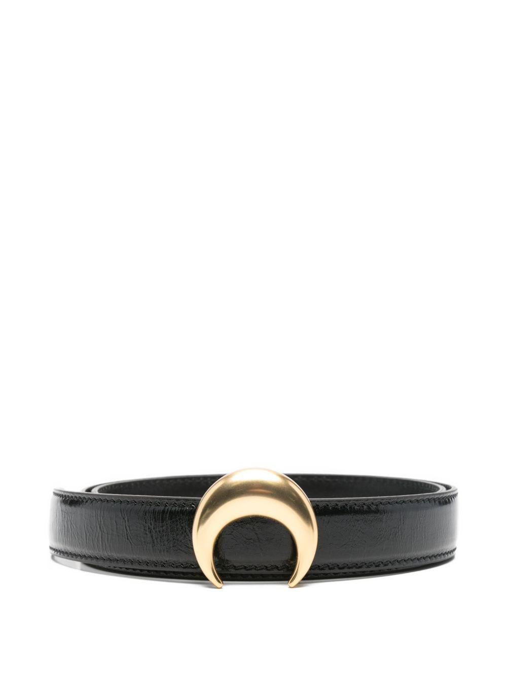 Smooth Leather Moon Belt WLG001ACLEA0004 BK93 BLACK GOLD MARINE SERRE