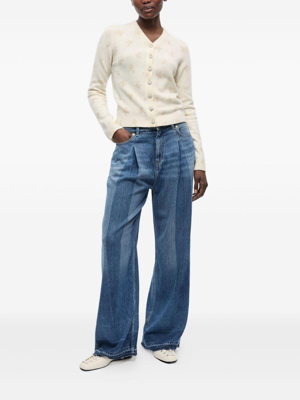 Ivory Printed Wool Mix Cardigan K2528 277 ANTIQUE WHITE GANNI