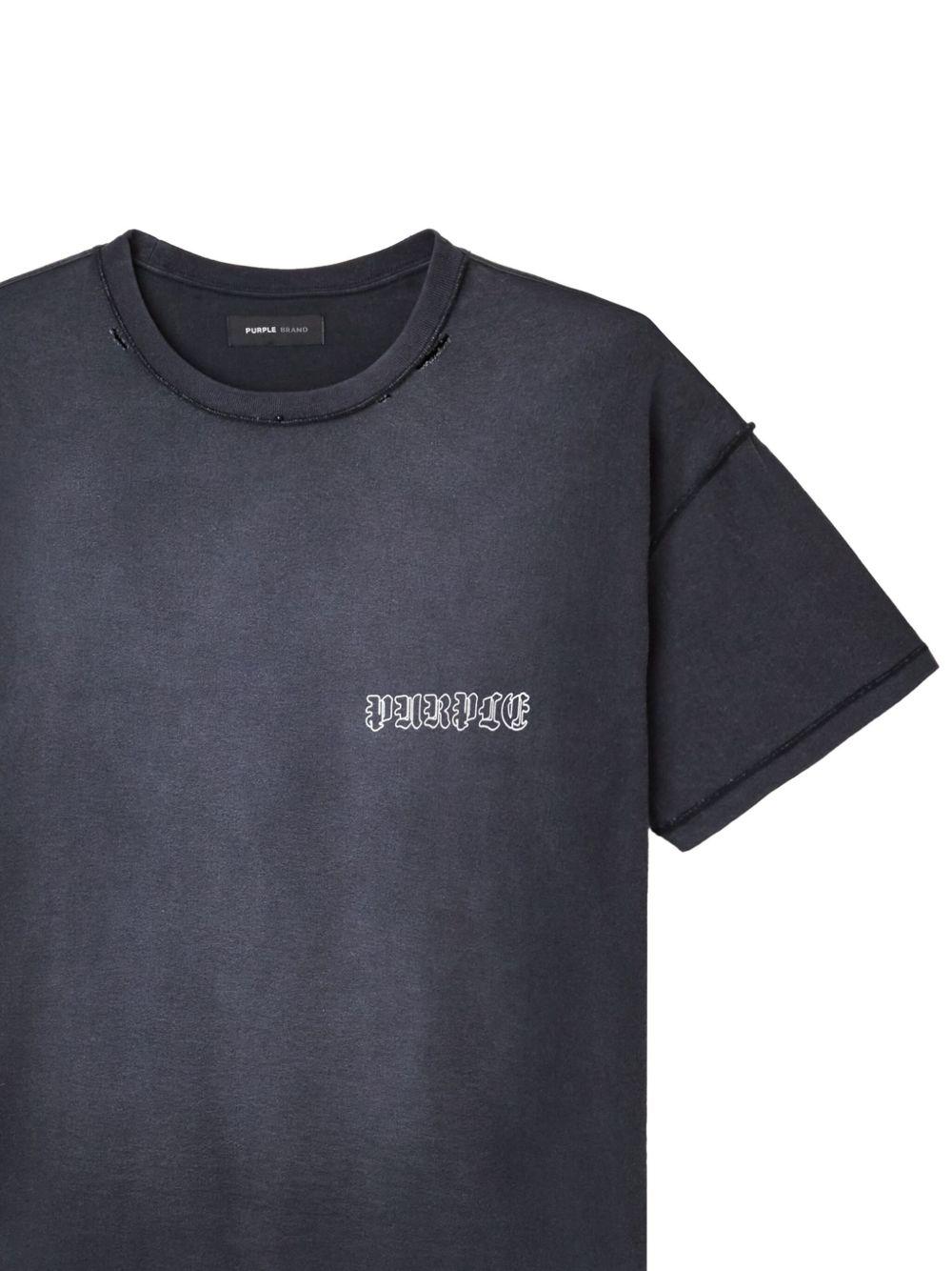 T-shirt Liberty P101JBLI225 BLACK PURPLE BRAND