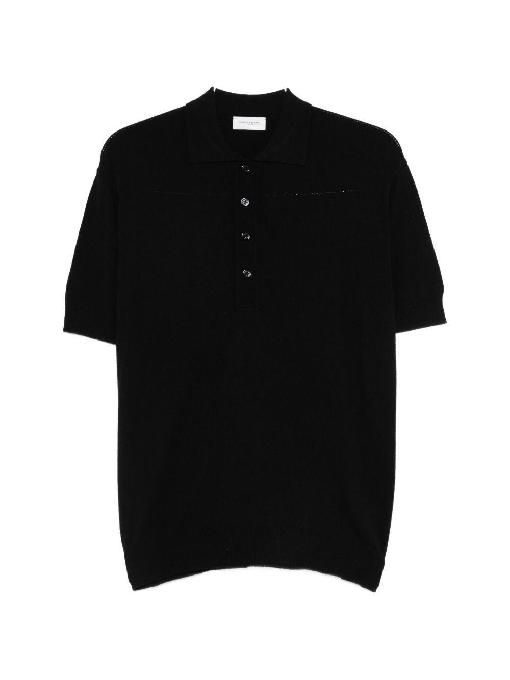 Diagonal Stitch Silk Polo Shirt A022F600 9000 PAOLO PECORA