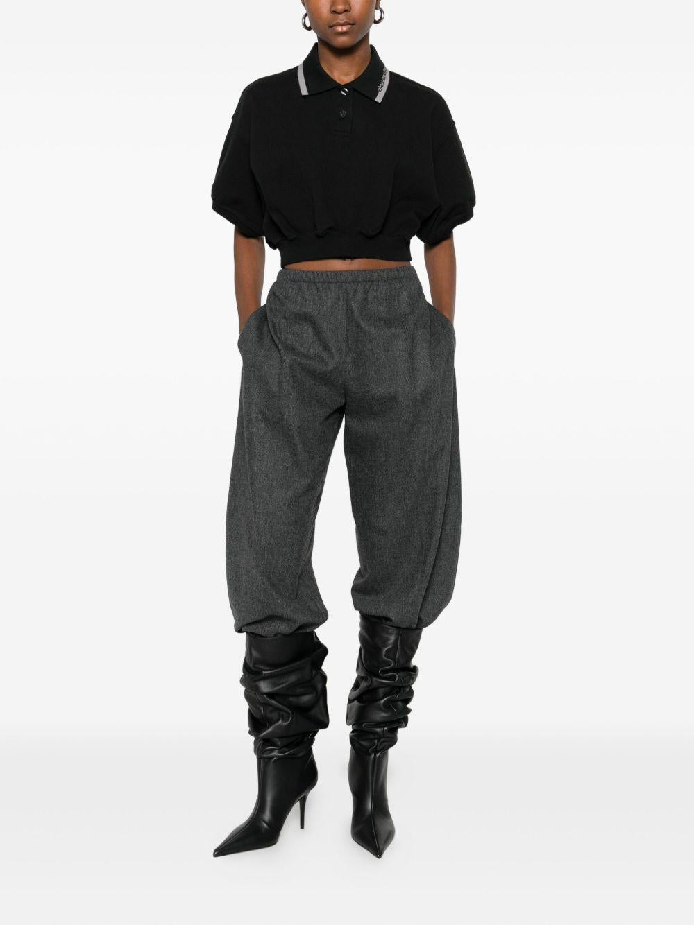 Relaxed Cropped Polo 4CC1261207 001 BLACK ALEXANDER WANG