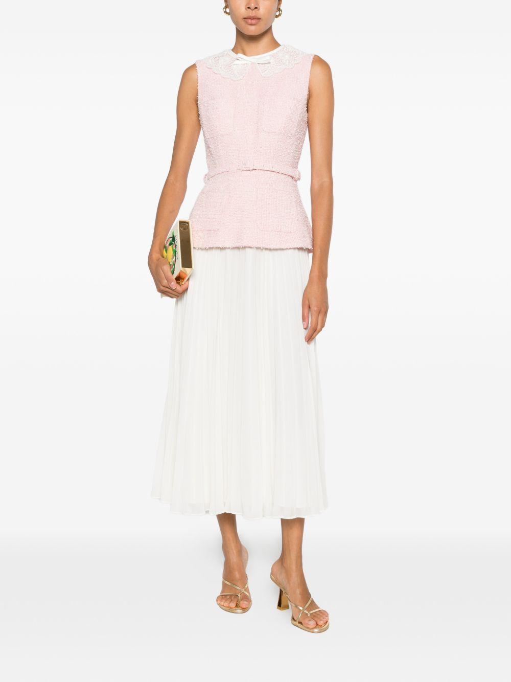 Abito midi rosa con colletto in pizzo bouclé PF26002MCP PINK SELF-PORTRAIT