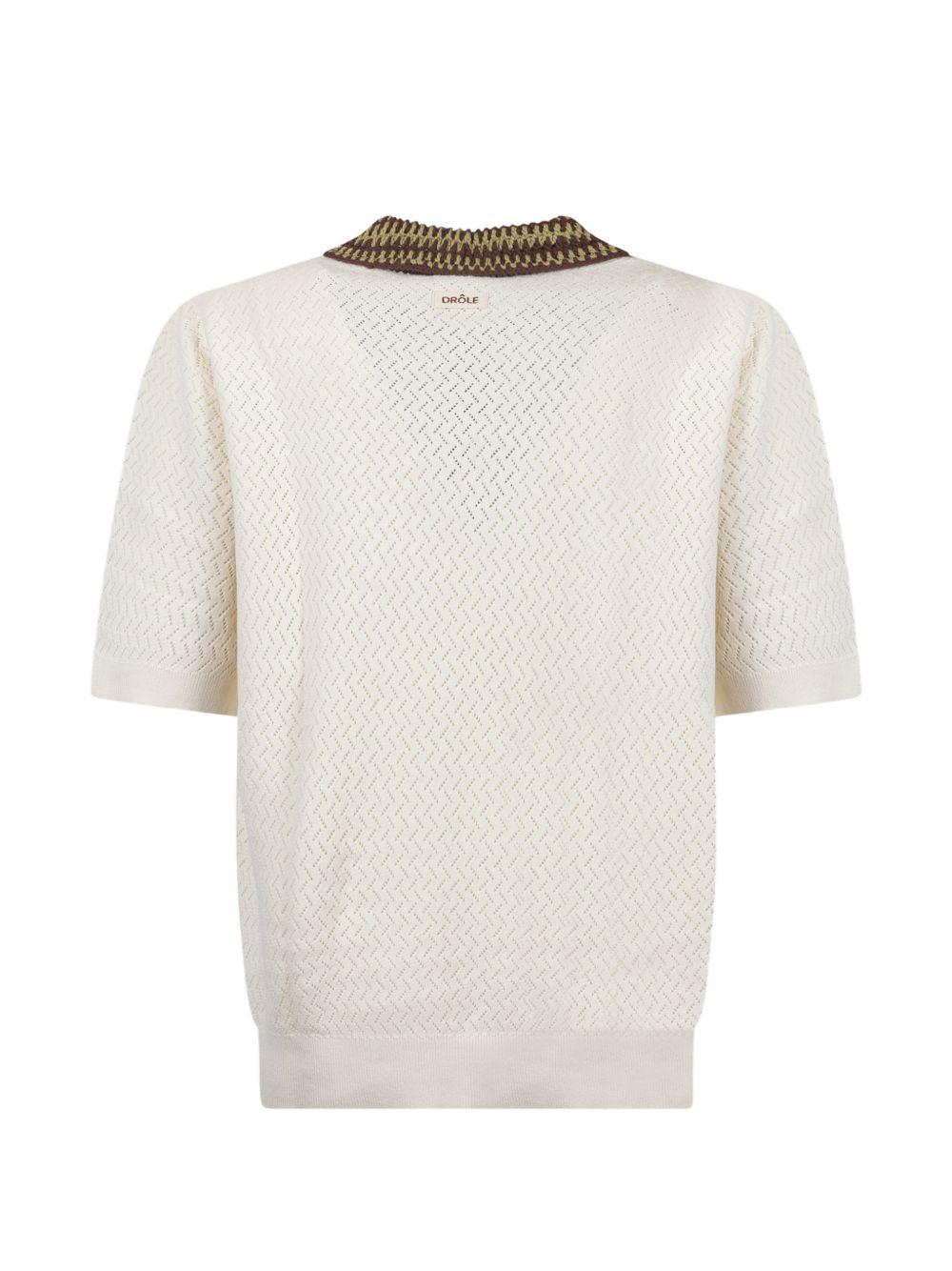 Polo Maille Ajouré D Miroir KPO206CO292 OFF WHITE DROLE DE MONSIEUR
