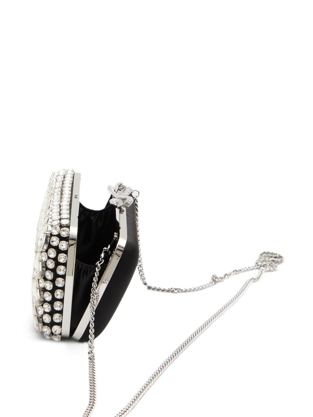 Black Satin Crystal Clutch Bag SS26305AB BLACK SELF-PORTRAIT