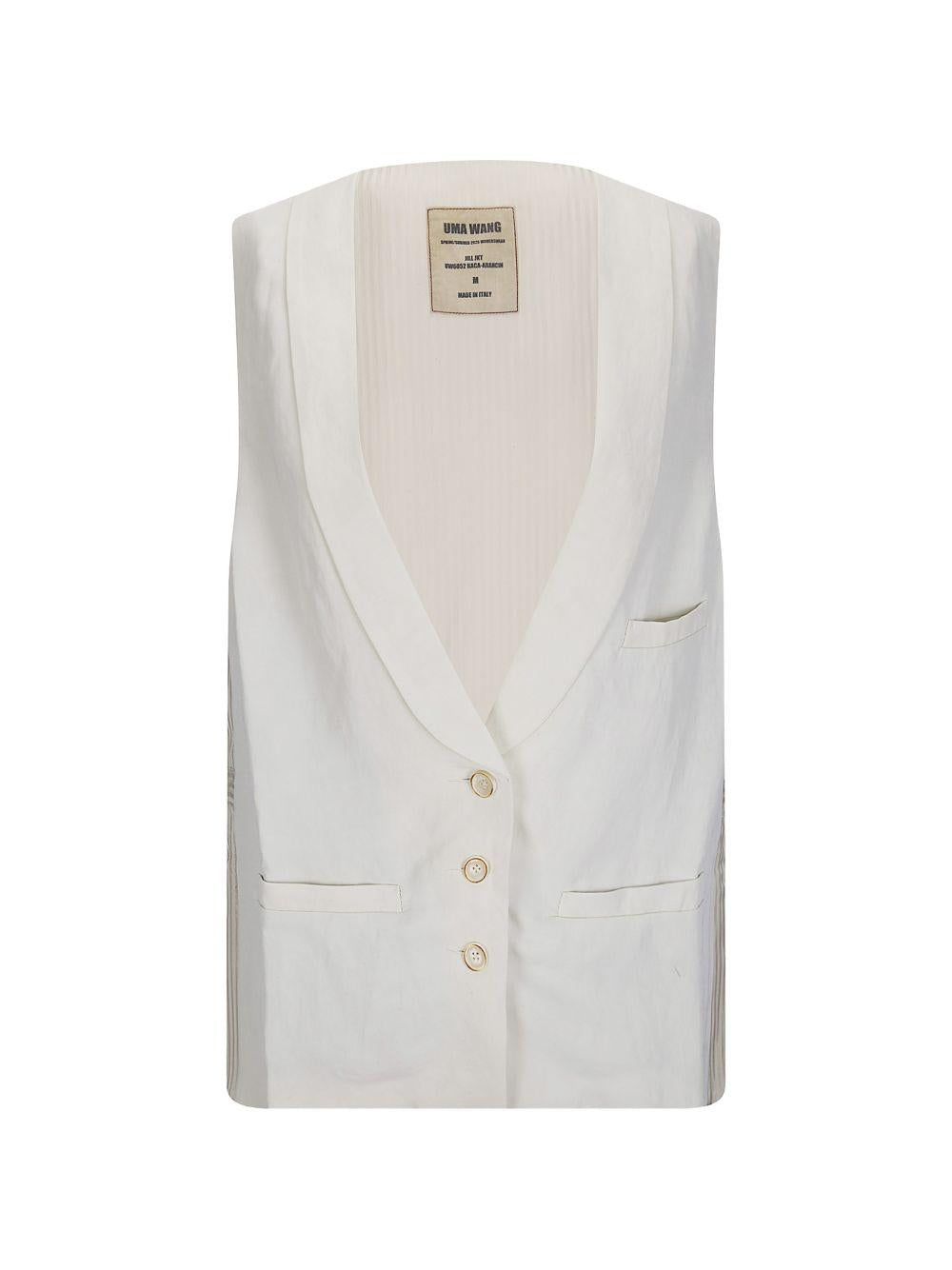 Gilet monopetto senza maniche UW6052 UW101 OFF WHITE UMA WANG