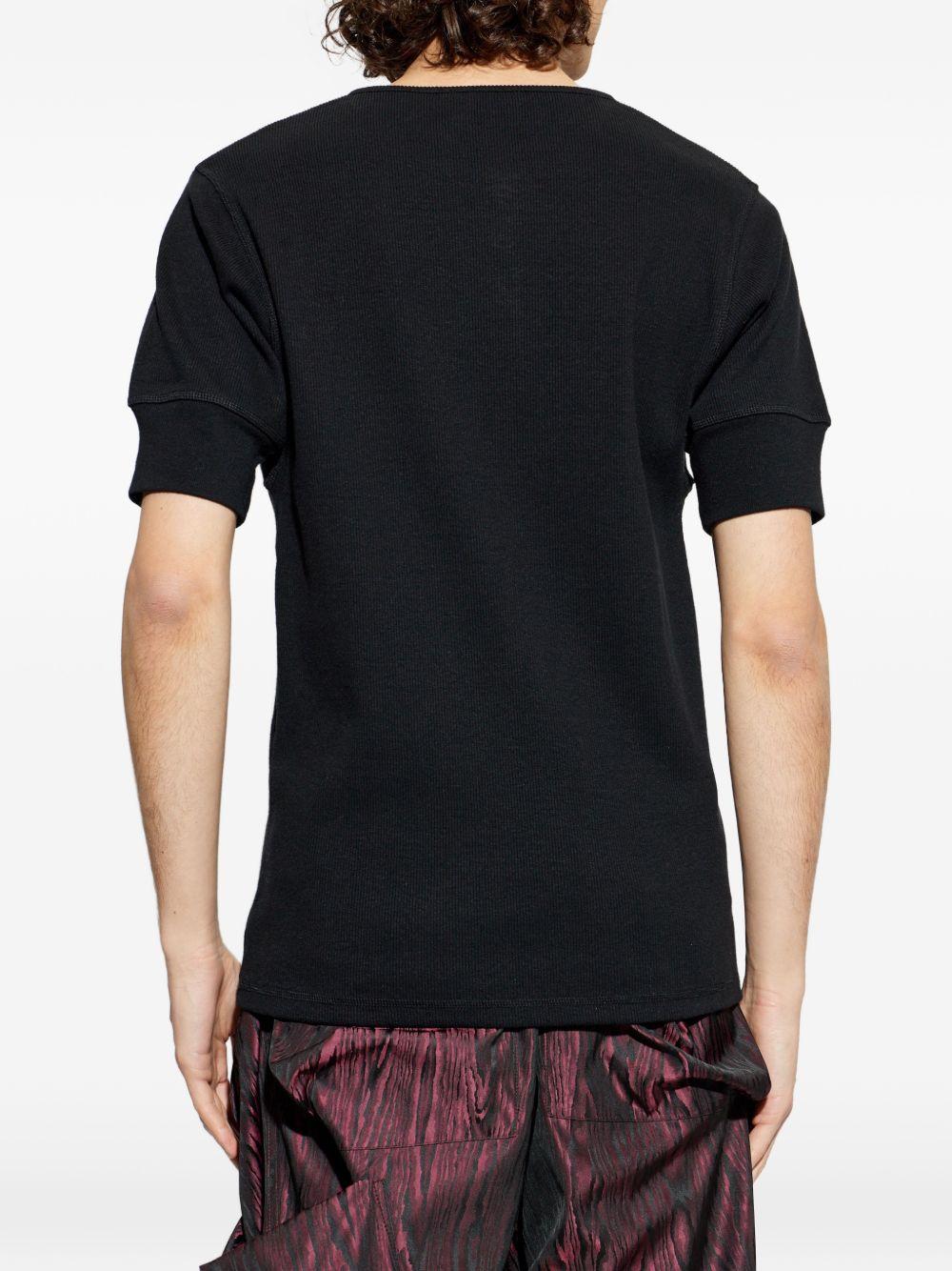 Rib Henley Top in Jersey TS0007LJ1030 BK999 BLACK LEMAIRE