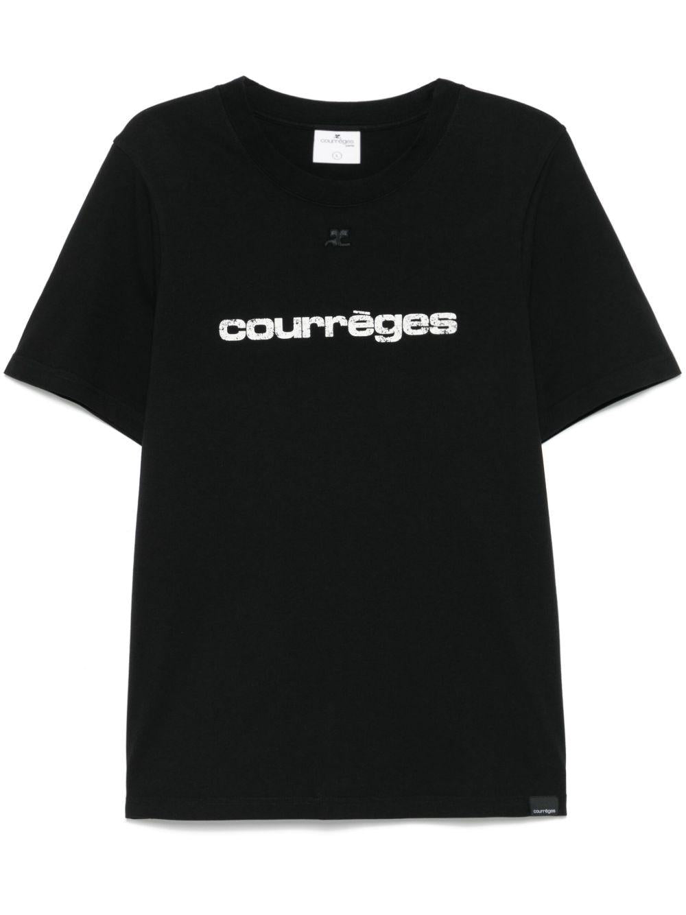 AC Printed T-Shirt 125JTS008JS0112 9901 BLACK HERITAGE WHITE COURREGES