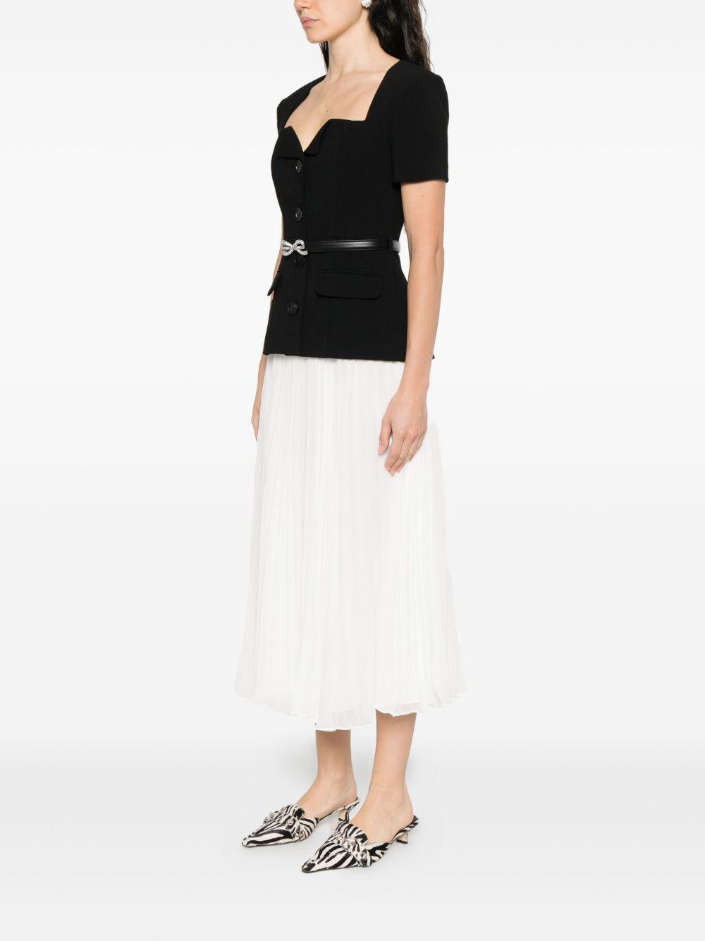 Black Tailored Contrast Chiffon Midi Dress AW25082MAB BLACK SELF-PORTRAIT